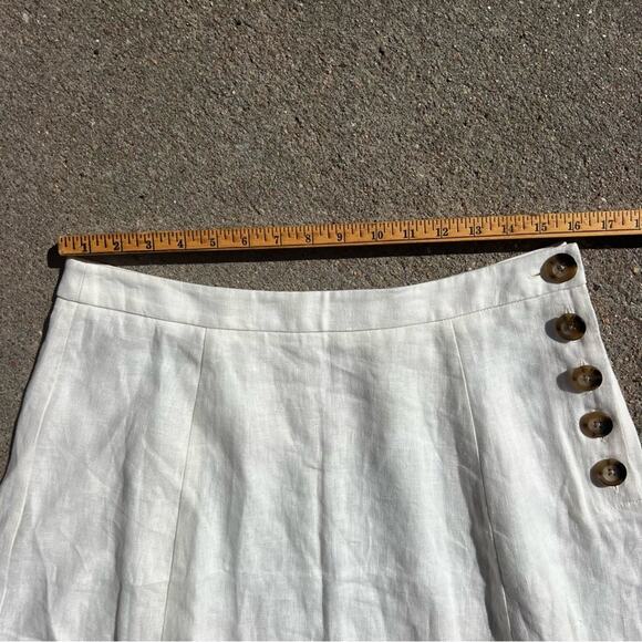 Boden Linen Blend Stripe Hem Midi Skirt Button Side Size 10 - Picture 8 of 9